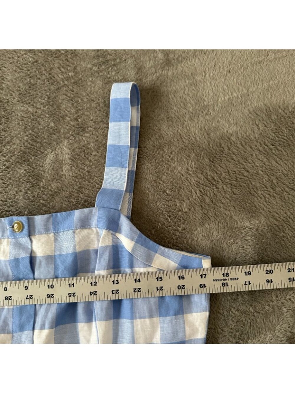 J. Crew Factory Dress Size 8 Gingham Button Front Cotton Linen Blue Sundress - Picture 8 of 9